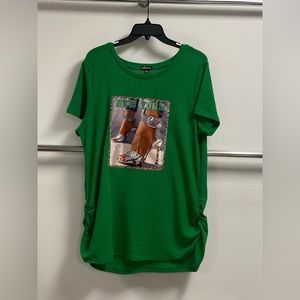 Short Sleeve Side Cinch Waffle Top w) New York patch (NEW)